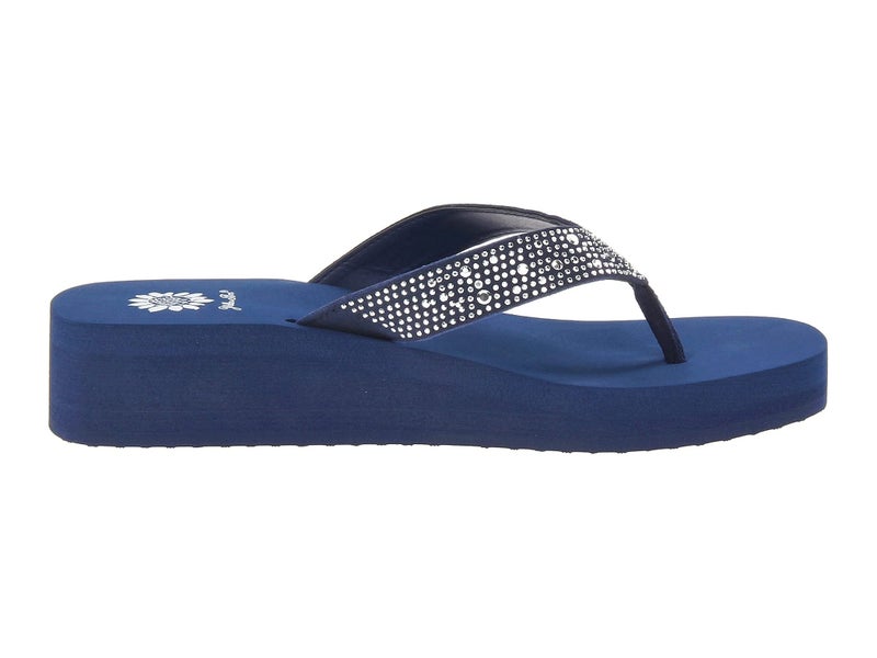 Yellow Box Women's Africa Wedge Flip Flop, Navy, 9 M US - Image 2